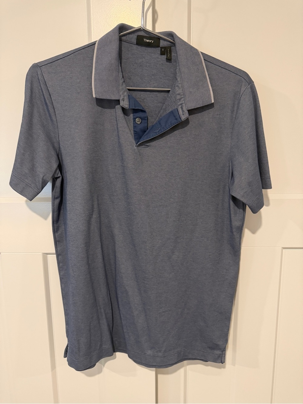 Theory Men's Slate Blue Polo with Contrast Trim
